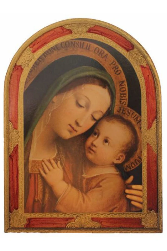 Our Lady of Good Counsel by Sarullo Florentine Wood Plaque 12x15.5" # 4421