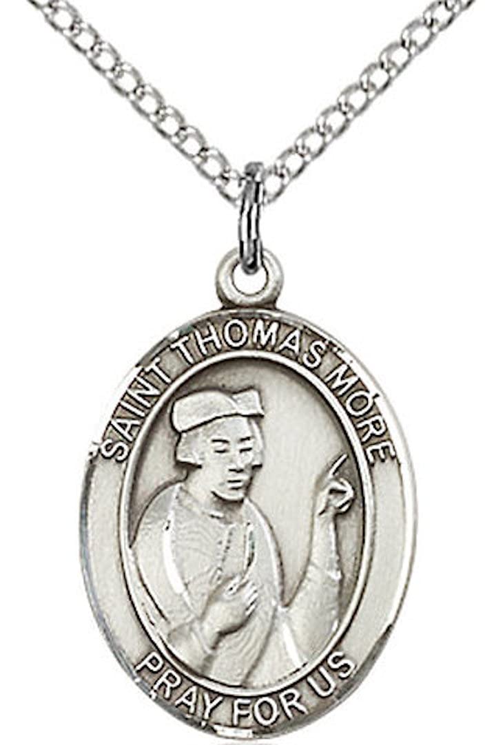 St. Thomas More Medal in Fine Pewter, 3/4" tall, Your Choice of Chain # 17255