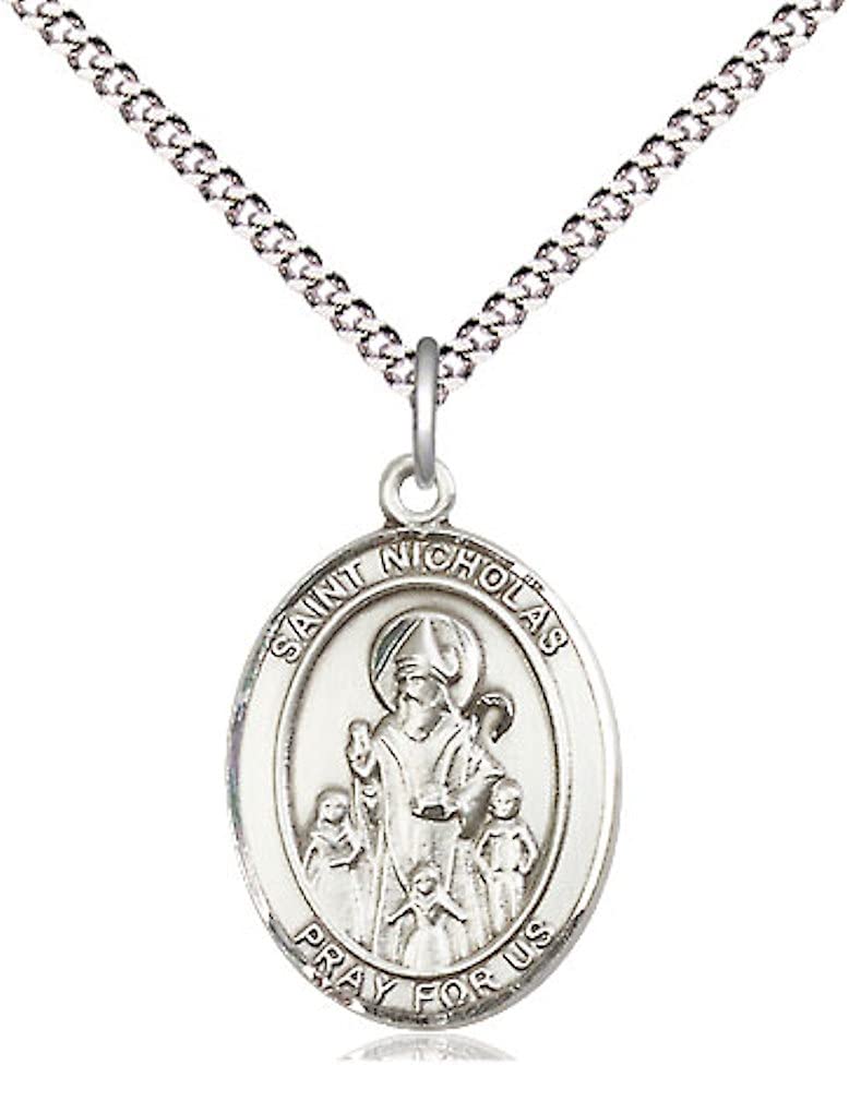 St. Nicholas Medal in Fine Pewter, 3/4" tall, Your Choice of Chain # 17166