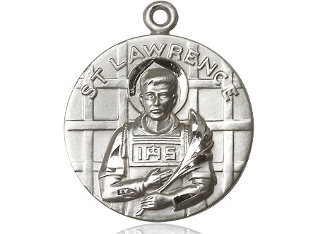 St. Lawrence 7/8" Sterling Silver Medal, Your Choice of Chain # 45003