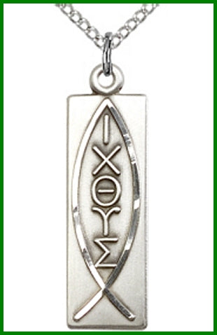 1-1/8" Fish / Icthus Sterling Silver, Your Choice of Chain, # 45037