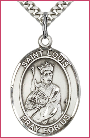 1"x3/4" Sterling Silver St. Louis Medal, Your Choice of Chain, # 45089