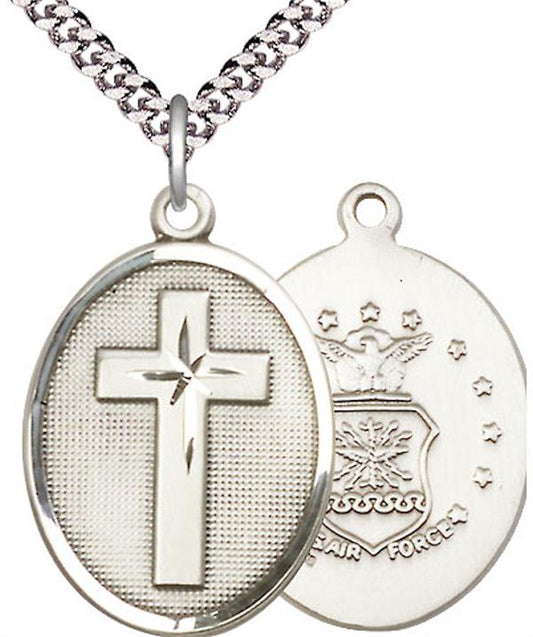 Air Force Cross Medal, 1" tall, Sterling Silver, 24" Chain, # 45185-sale