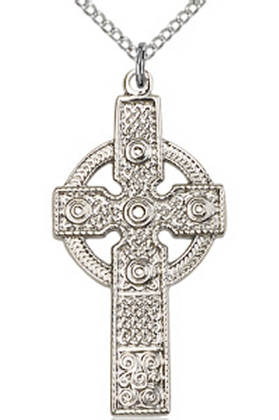 Kilklispeen Celtic Cross, High Polish Sterling Silver, 1 3/8", Your Choice of Chain, # 45329