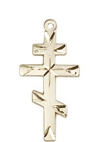 St. Andrew Cross, Engraved Solid 14kt Gold, 3/4", Free Chain, # 45332