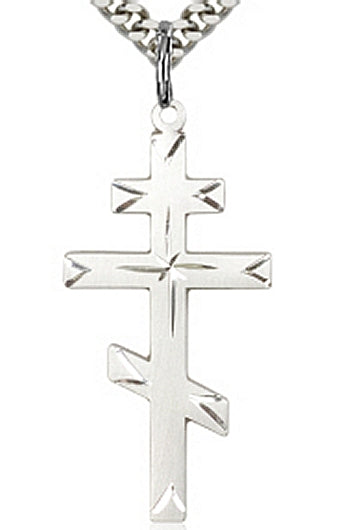 St. Andrew Cross, Engraved Sterling Silver, 1-3/8", Your Choice of Chain, # 45334