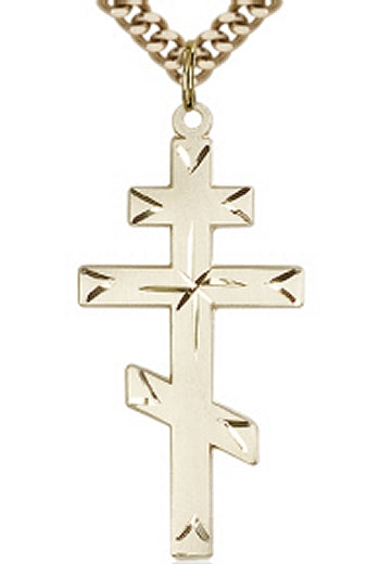 St. Andrew Cross, Engraved 14kt Gold Filled, 1-3/8", Your Choice of Chain, # 45335