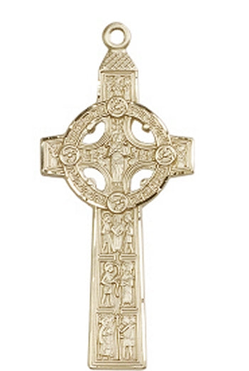 Scriptures Cross, Solid 14kt Gold, 1 3/4", Free Chain, # 45342