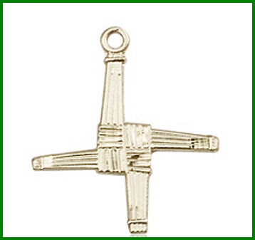 St. Brigid Cross, Solid 14kt Gold, 5/8", Free Chain, # 45359