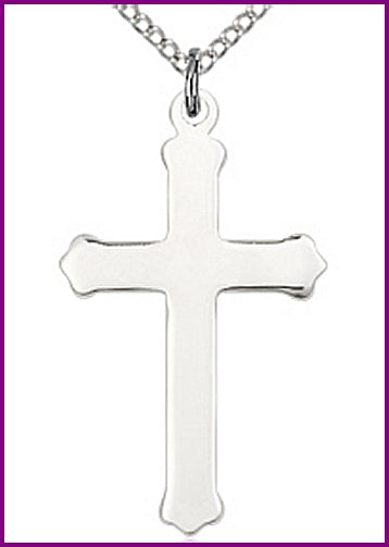 1-1/8" Sterling Silver Cross, your choice of chain, # 45361