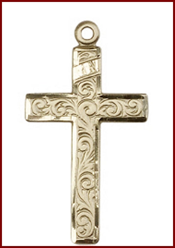 1-1/4" Solid 14kt Gold Cross, Free Chain, # 45365