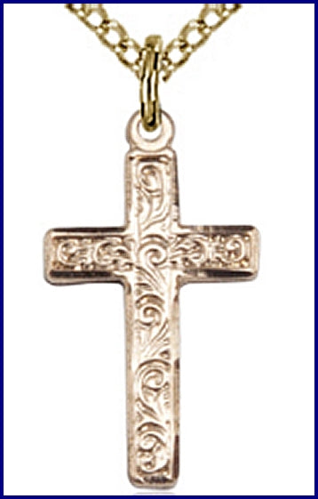 1-3/8" Cross, 14kt Gold Filled, your choice of chain, # 45381