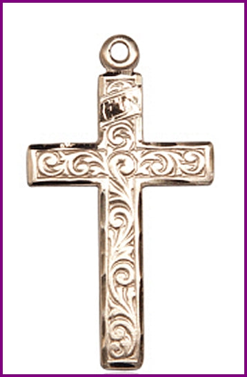 1-1/4" Cross, Solid 18kt Gold, Free Chain, # 45387