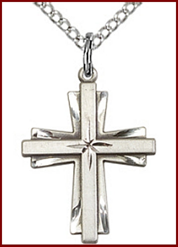 3/4" Cross, Sterling Silver, your choice of chain, # 45388