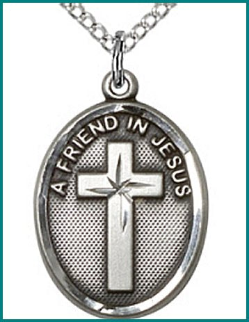 3/4" A Friend in Jesus Cross, Sterling Silver, your choice of chain, # 45409