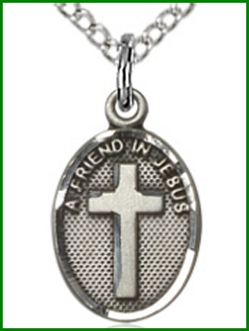 1/2" A Friend in Jesus Cross, Sterling Silver, your choice of chain, # 45419