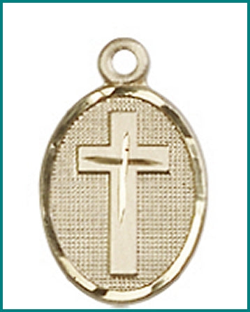 1/2" Oval Cross, Solid 18kt Gold, Free Chain, # 45426
