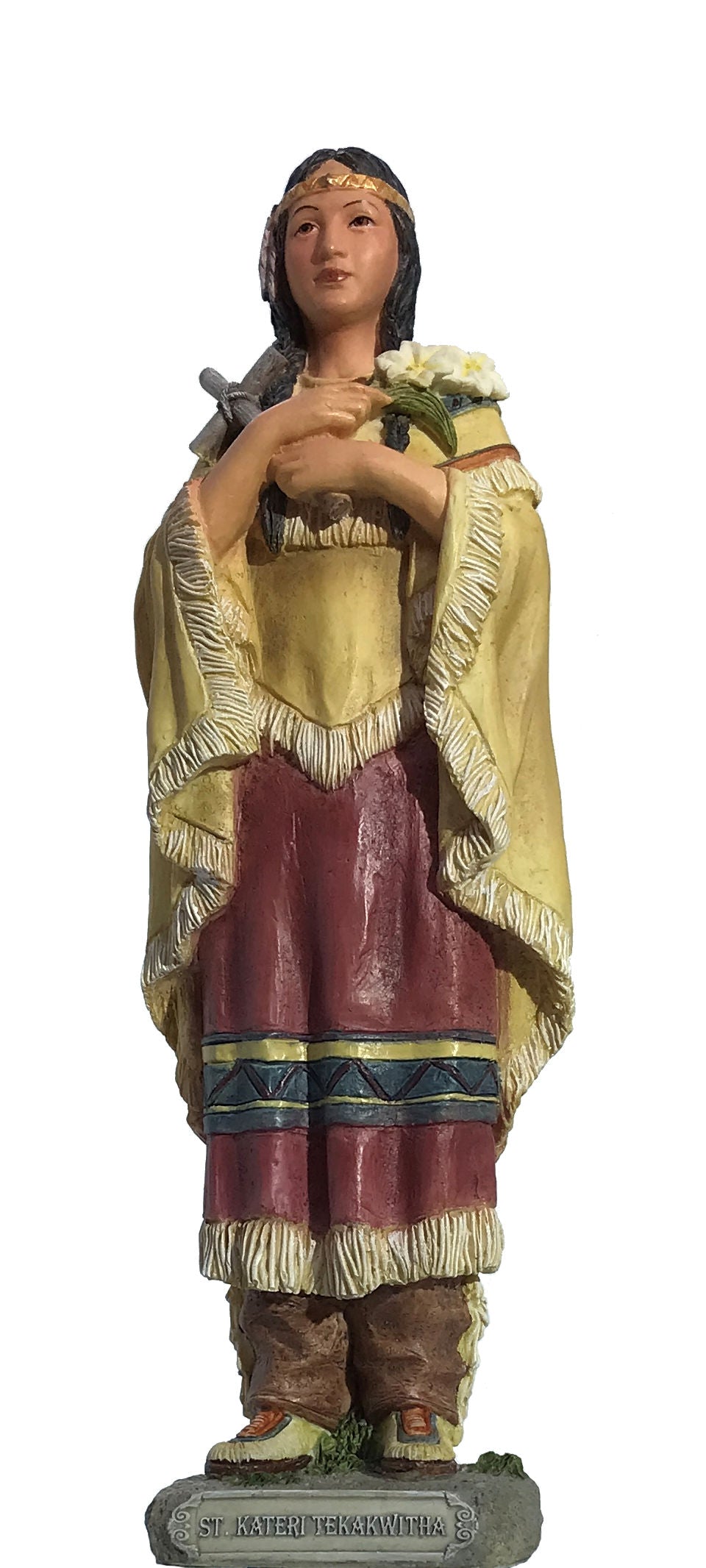 8" St. Kateri Tekakwitha Statue, Hand Painted Color, # 45429-sale