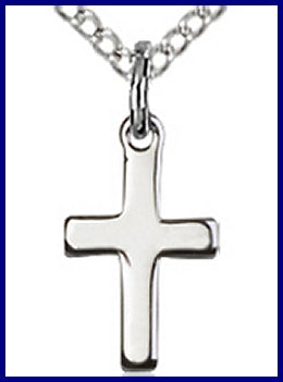 1/2" Sterling Silver Cross, your choice of chain, # 45436