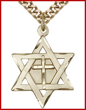 7/8" 14kt Gold Filled, Cross & Star of David, your choice of chain, # 45441