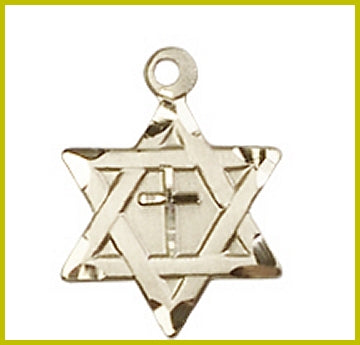 1/2" Solid 18kt Gold Cross & Star of David, Free Chain, # 45445
