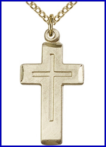 14kt Gold Filled Cross, 7/8", your choice of chain, # 45452