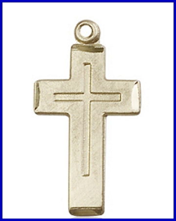 Solid 18kt Gold Cross, 7/8", Free Chain, # 45454