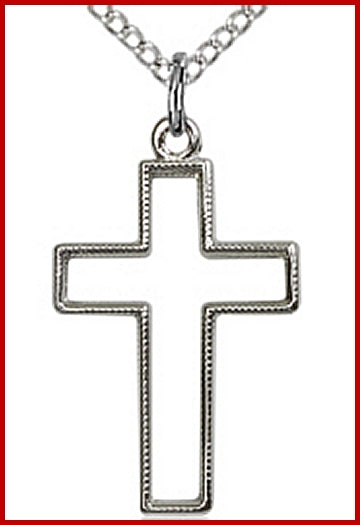 7/8" Pierced Cross, Sterling Silver, your choice of chain, # 45458