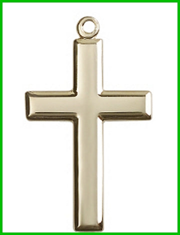 1-3/8" Simple Cross, Solid 14kt Gold, Free Chain, # 45477