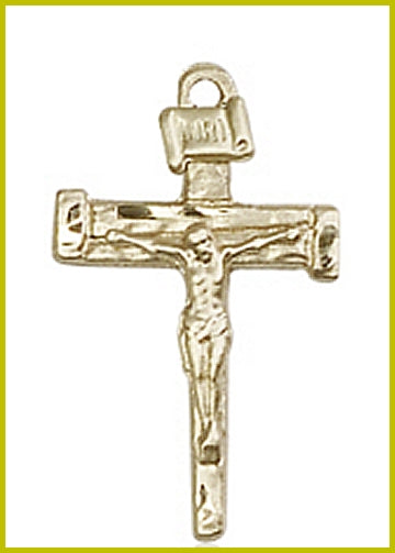 1" Solid 18kt Gold Nail Crucifix, Free Chain, # 45496