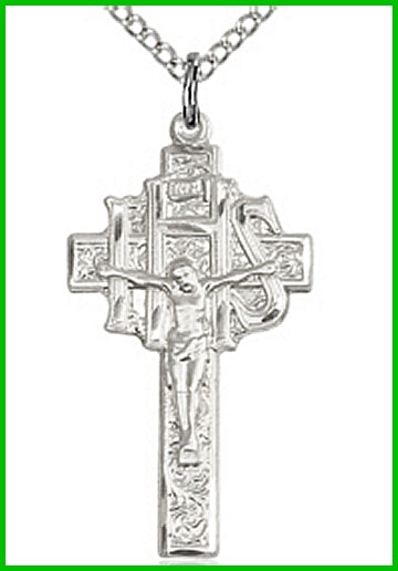 IHS Cross, 1" Sterling Silver, your choice of chain, # 45497