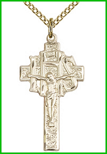 IHS Cross, 1" 14kt Gold Filled, your choice of chain, # 45498
