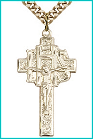 IHS Cross, 1-1/4" 14kt Gold Filled, your choice of chain, # 45502