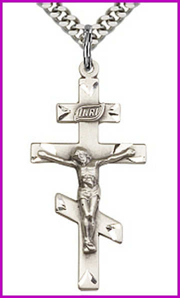 St. Andrew Crucifix, 1-3/8" Sterling Silver, your choice of chain, # 45506