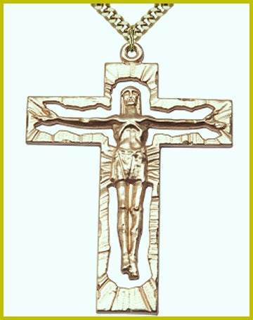 2-1/8" Pierced Crucifix, 14kt Gold Filled, your choice of chain, # 45513