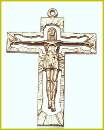 2-1/8" Pierced Crucifix, Solid 18kt Gold, Free Chain, # 45515