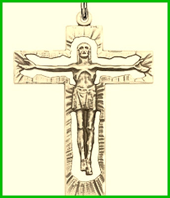 1-1/4" Pierced Solid 14kt Gold Crucifix, Free Chain, # 45521