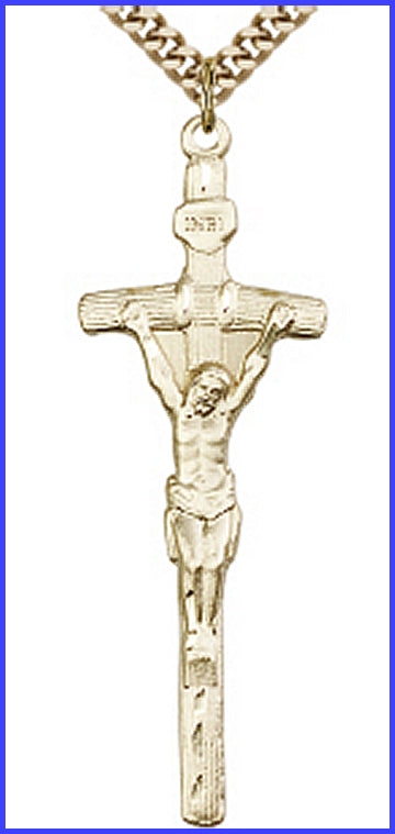 2" Papal Crucifix in 14kt Gold Filled, your choice of chain, # 45529