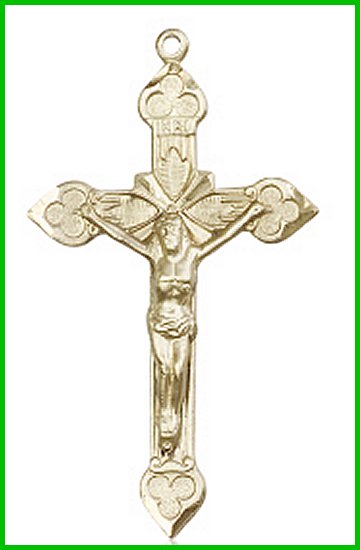 1-7/8" Crucifix, Solid 18kt Gold, Free Chain, # 45549