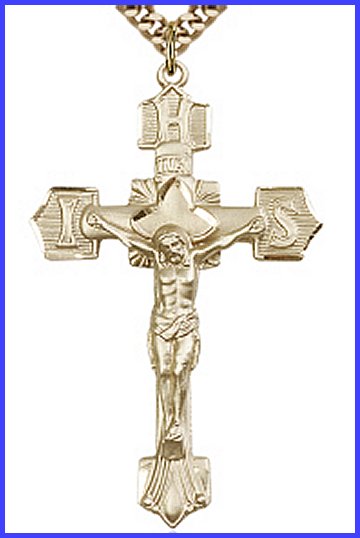 1-3/4" IHS Crucifix, 14kt Gold Filled, your choice of chain, # 45550