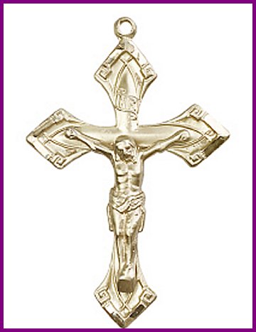 1-7/8" Crucifix, Solid 14kt Gold, Free Chain, # 45555