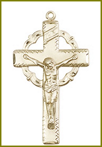 1-5/8" Crucifix, Solid 18kt Gold, Free Chain, # 45560