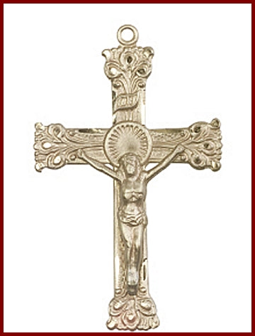 Solid 14kt Gold Crucifix, 2" Tall, Free Chain, # 45561
