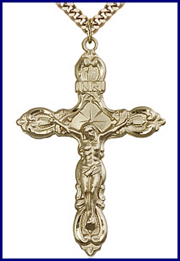1-3/4" 14kt Gold Filled, Crucifix, your choice of chain, # 45573