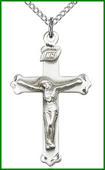 1-1/8" Crucifix in Sterling Silver, your choice of chain, # 45582