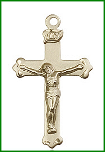 1-1/8" Crucifix in Solid 14kt Gold, Free Chain, # 45583