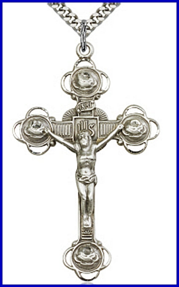 2-1/8" Sterling Silver Crucifix, your choice of chain, # 45587