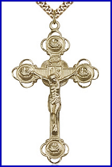 2-1/8" 14kt Gold Filled, Crucifix, your choice of chain, # 45588