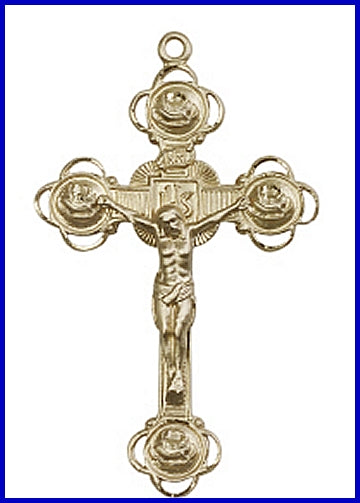 2-1/8" Solid 14kt Gold Crucifix, Free Chain, # 45589