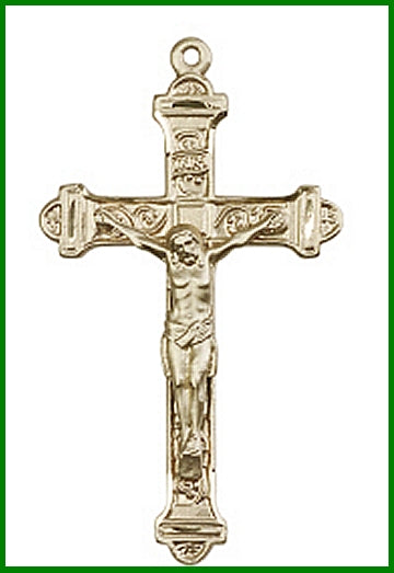 1-7/8" Solid 18kt Gold Crucifix, Free Chain, # 45598